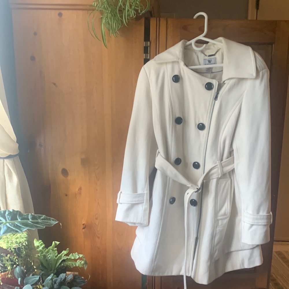 Worthington X-Large Double Breasted button down white pea coat